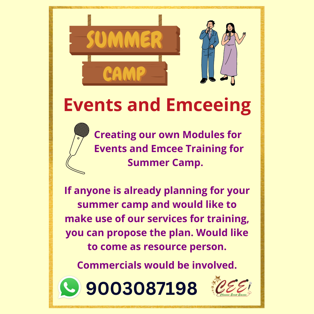 Events and Emcee Training Summer Camp by Chennai Event Emcees