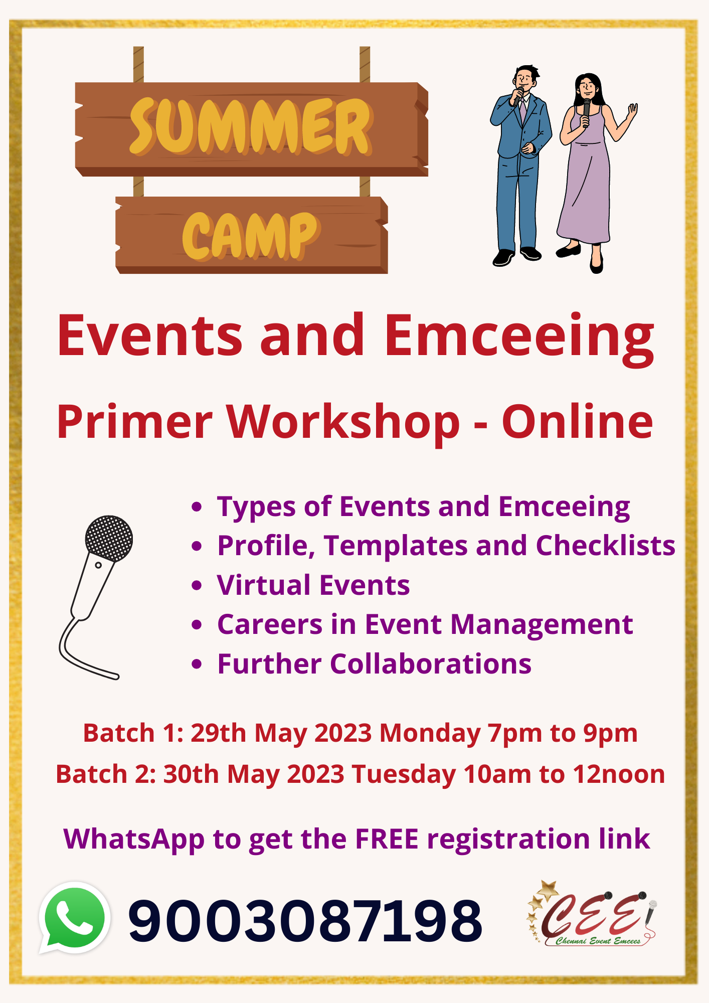 Events and Emceeing Training Online Summer Camp by Chennai Event Emcees