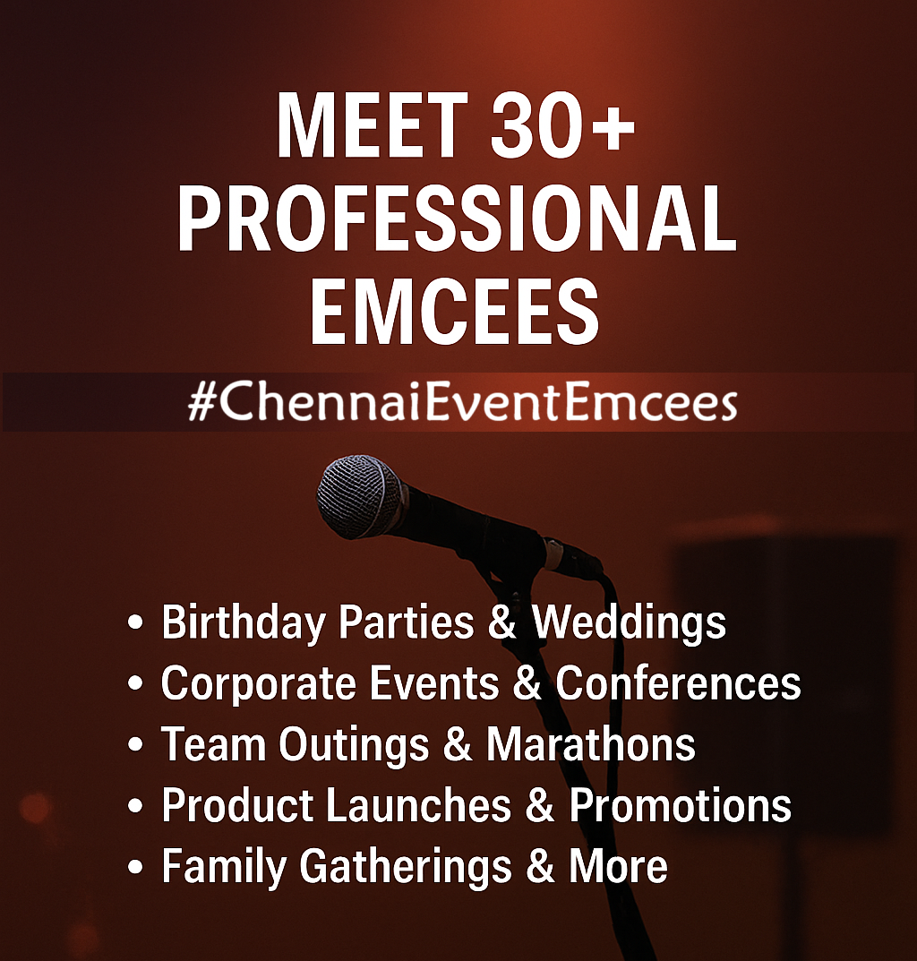 Meet Professional Emcees from Team Chennai Event Emcees Trained & Trusted for All Types of Events